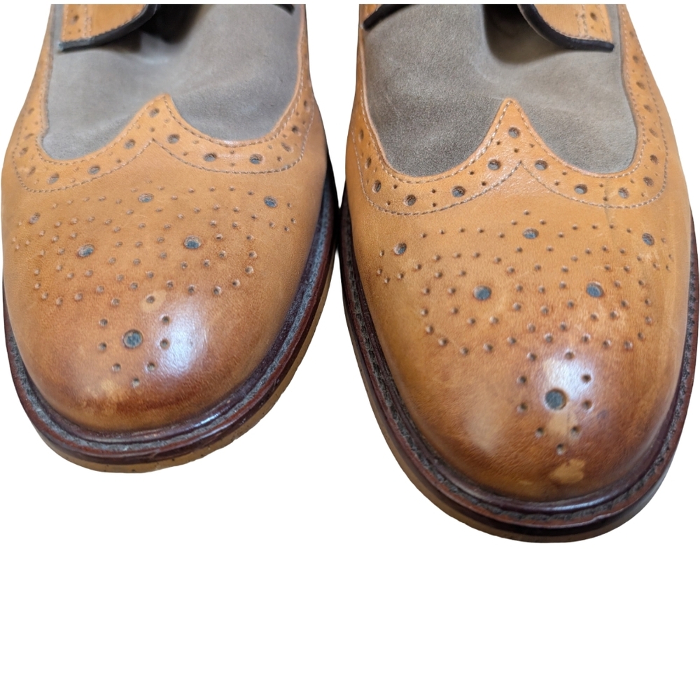 Joseph Abboud Tan Wingtip Ankle Boots 10.5 - Picture 5 of 14